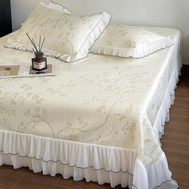 Ruffled Floral & Branch Bedspread Set - image 3