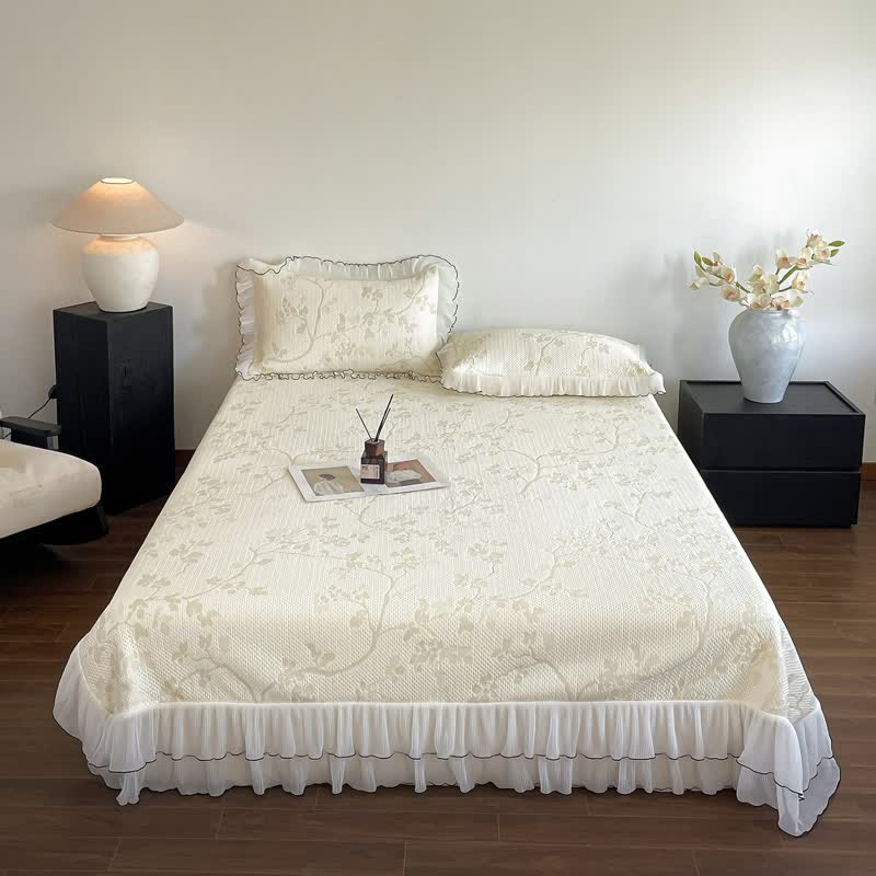 Ruffled Floral & Branch Bedspread Set - image 2