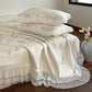 Ruffled Gray Leaf Jacquard Bedspread Set - image 1
