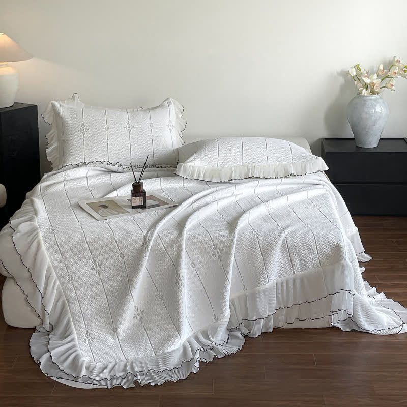 Ruffled Vertical Floral Bedspread Set - image 10