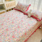 Ruffled Pink Floral Twill Cotton Coverlet - image 3