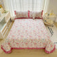 Ruffled Pink Floral Twill Cotton Coverlet - image 1