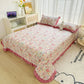Ruffled Pink Floral Twill Cotton Coverlet - image 2