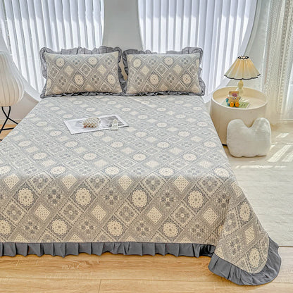Ruffled Vintage Geometric Twill Cotton Coverlet - 2PCS Pillowcases - 19" x 29" - image 0