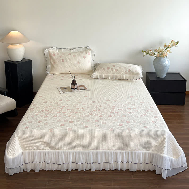 Ruffled Floral Jacquard Bedspread Set - image 3