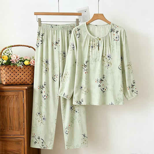 Soft Green Floral Long Sleeve Pajamas - Green - XXL - image 0