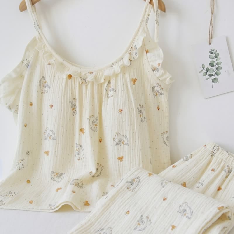 Ruffled Horse Cotton Gauze Cami Pajamas - image 2