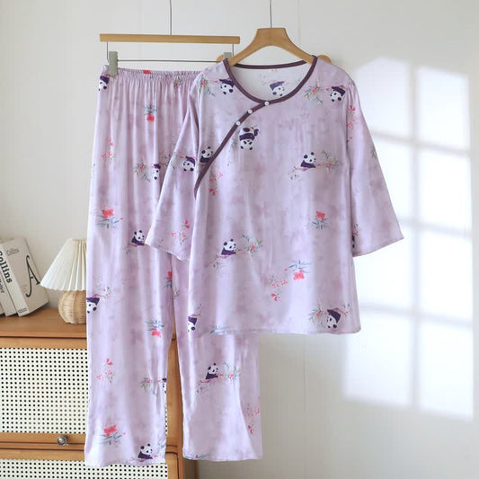Purple Panda Print Loungewear Set - Purple - XXL - image 0