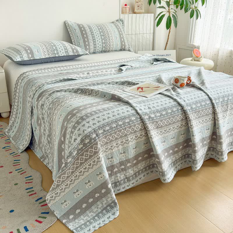 Fair Isle Style Cotton Gauze Quilt - image 1