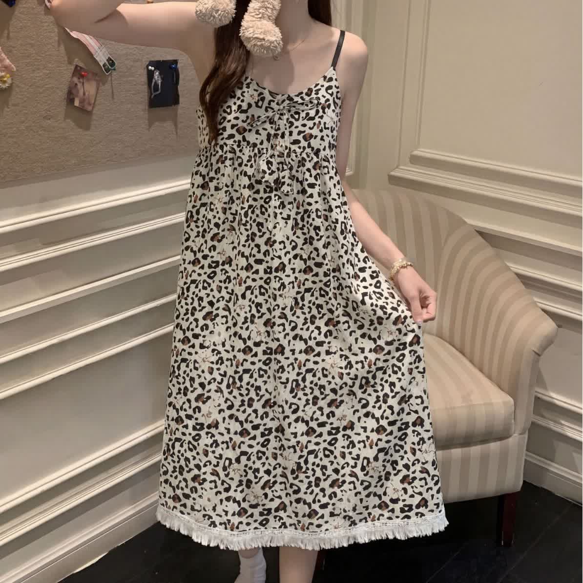 Leopard Print Tassel House Dress - image 7