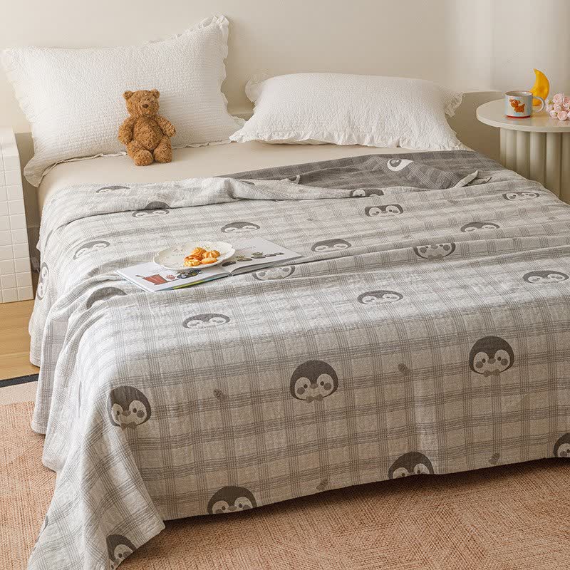 Penguin & Plaid Cotton Gauze Quilt - image 1