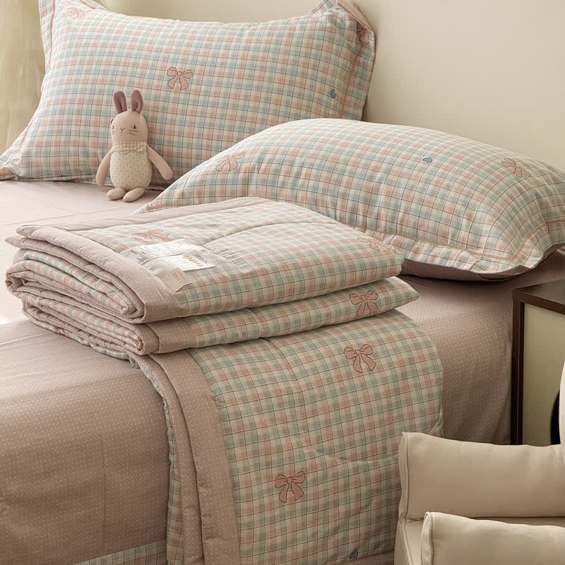 Washed Cotton Pastel Plaid Bedding Set - image 2