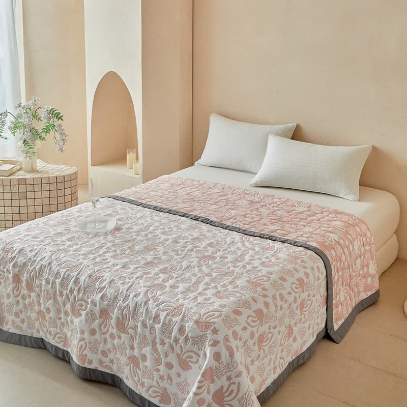 Pink Ocean Life Reversible Quilt Set - image 7