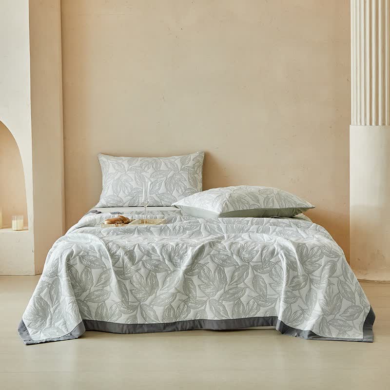Botanical Leaf Print Quilt Set - image 1