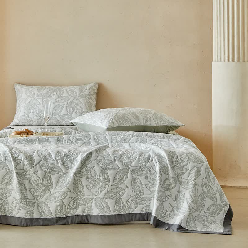 Botanical Leaf Print Quilt Set - image 5