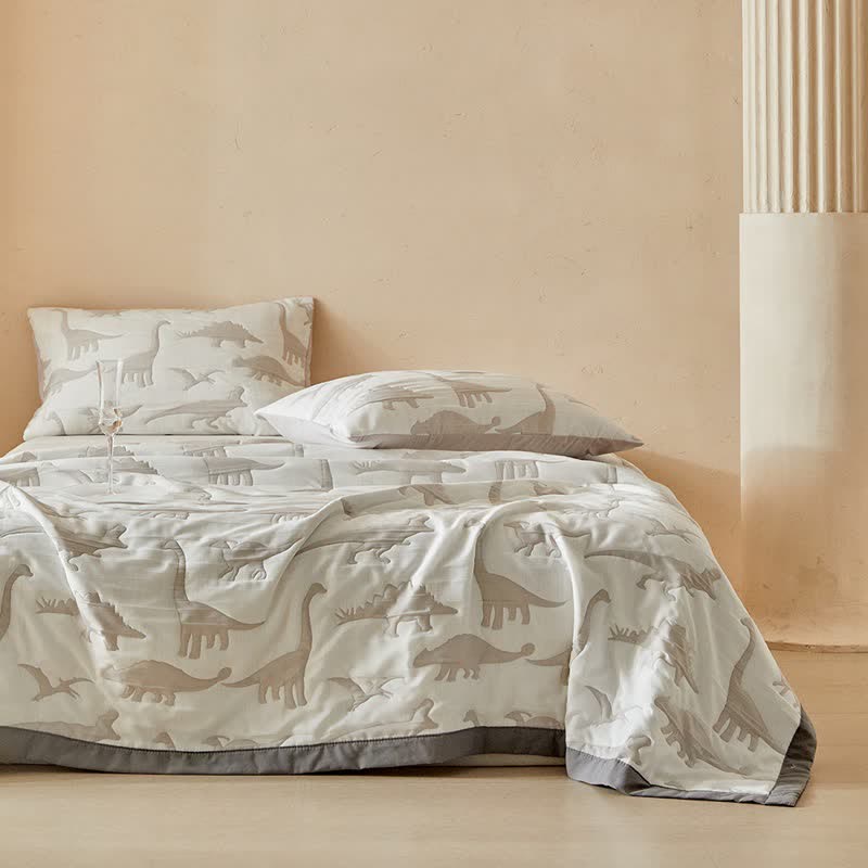 Neutral Dinosaur Print Reversible Quilt - image 3