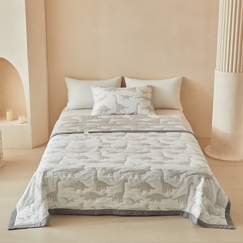 Neutral Dinosaur Print Reversible Quilt - image 4