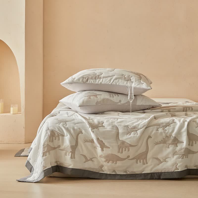 Neutral Dinosaur Print Reversible Quilt - image 15