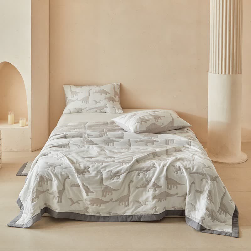 Neutral Dinosaur Print Reversible Quilt - image 2