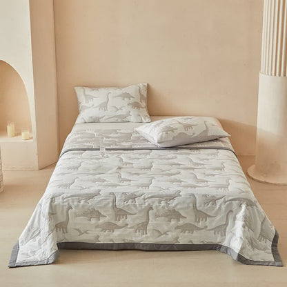 Neutral Dinosaur Print Reversible Quilt - Quilt with 2PCS Pillowcases - King - image 0