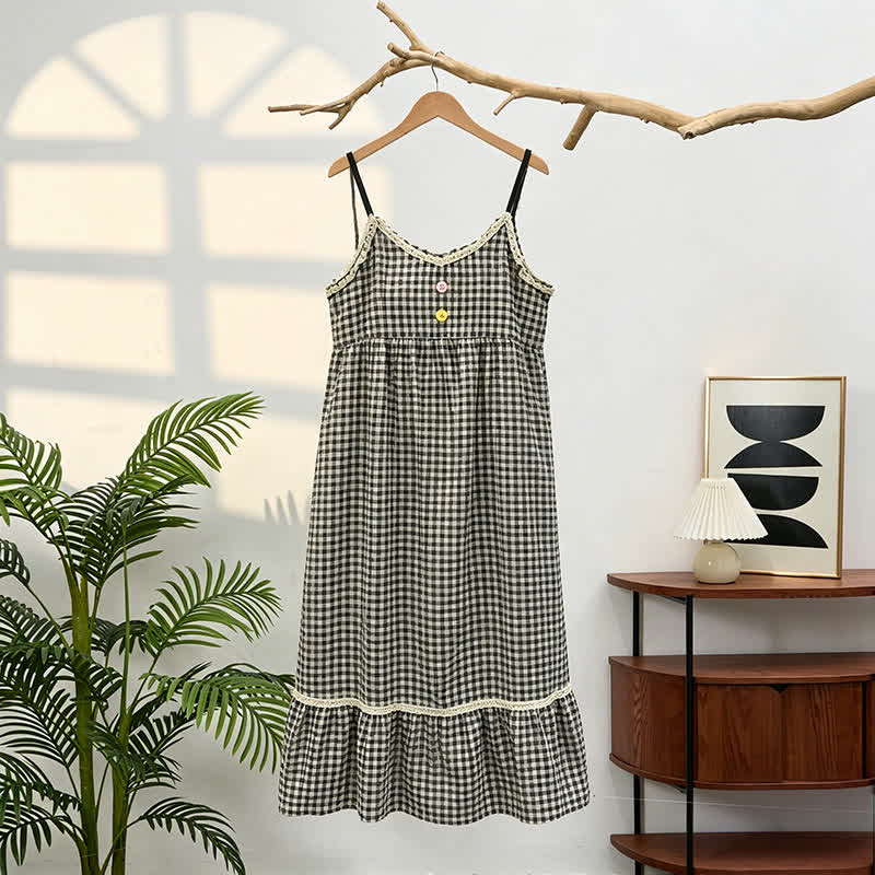Black White Gingham Ruffle Nightdress - image 5