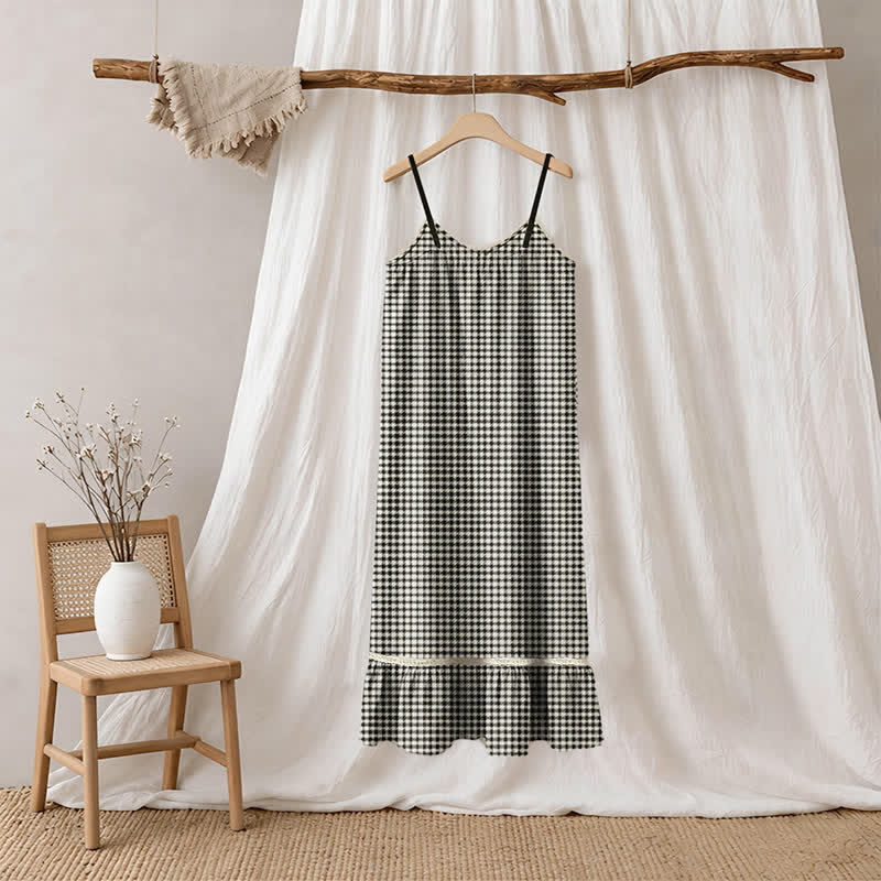 Black White Gingham Ruffle Nightdress - image 2