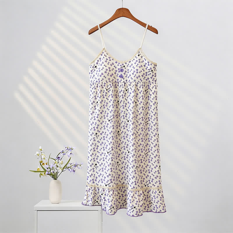 Purple Bow Sleeveless Ruffle Nightgown - image 3
