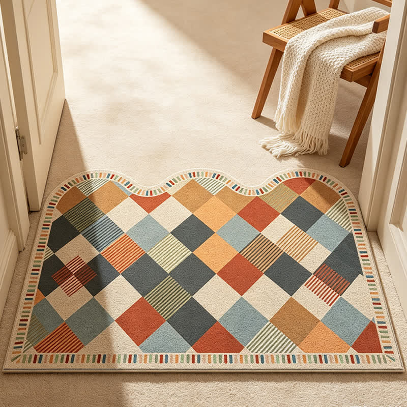 Retro Patchwork Wave Edge Rug - image 1