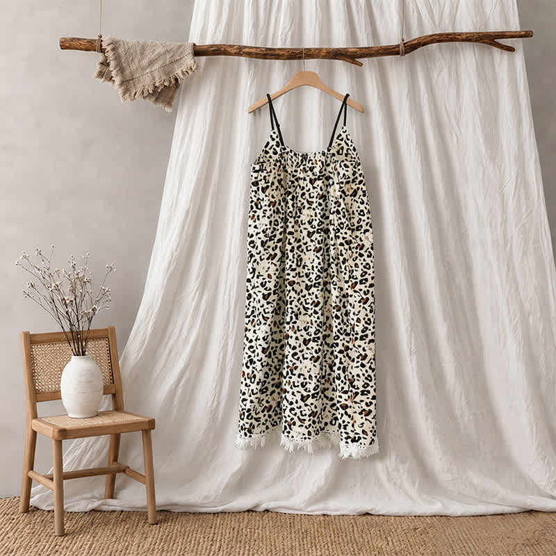 Leopard Print Tassel House Dress - image 6