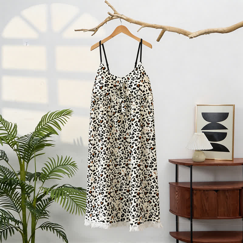 Leopard Print Tassel House Dress - image 3