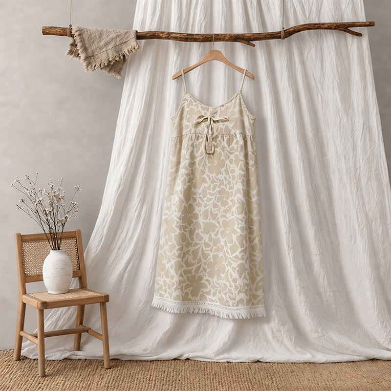 Cream Floral Tassel Sleep Dress - image 5