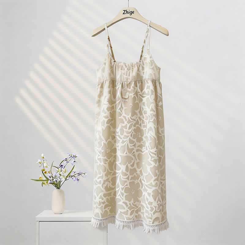 Cream Floral Tassel Sleep Dress - image 2