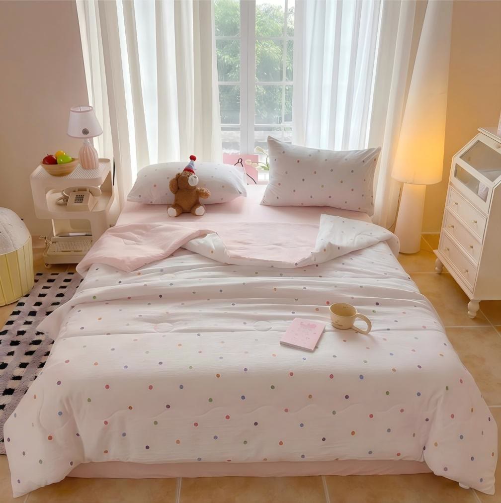 Rainbow Polka Dot Washed Cotton Bedding Set - Colorful - Queen - Bedding Set - image 0