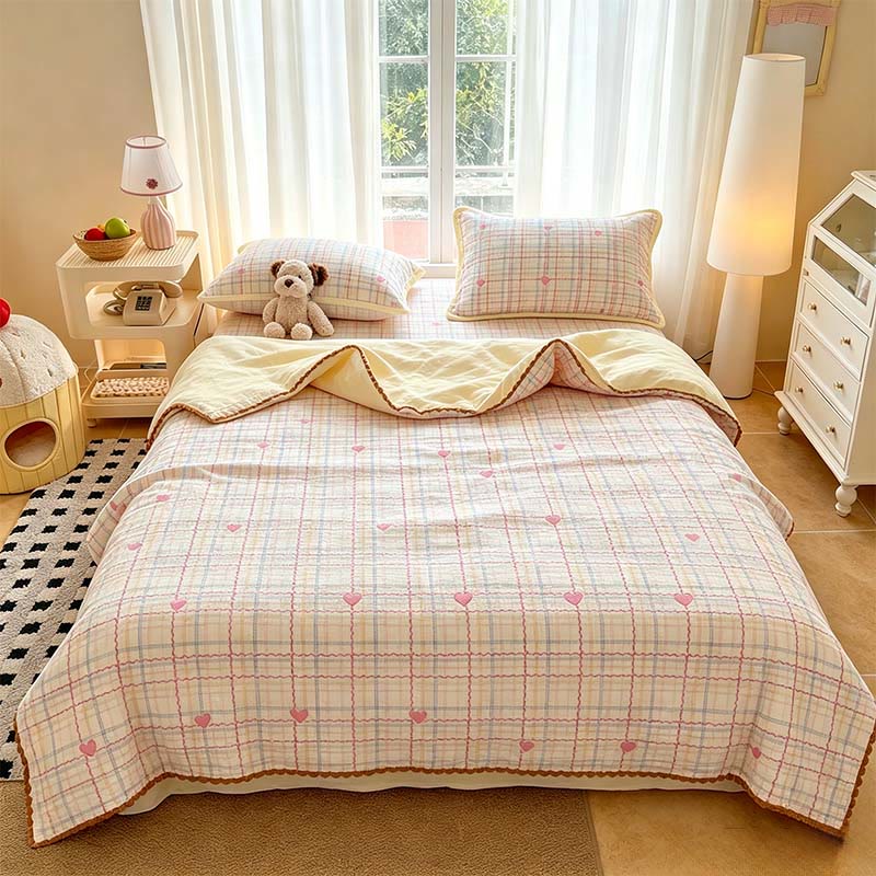 Sweetheart Beige Quilted Polyester Bedding Set - Colorful - 19" x 29" - Pillowcases - image 0