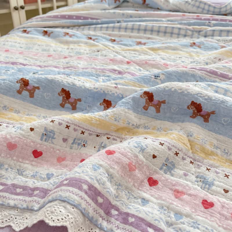 Pastel Lace Trim Cotton Bedding Set - image 4