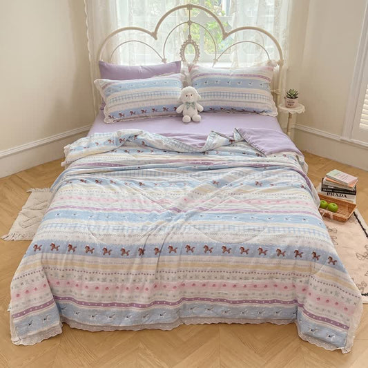Pastel Lace Trim Cotton Bedding Set - image 0