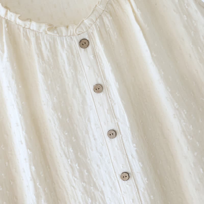 White Cotton Textured Sleeveless Lounge Dress - image 6