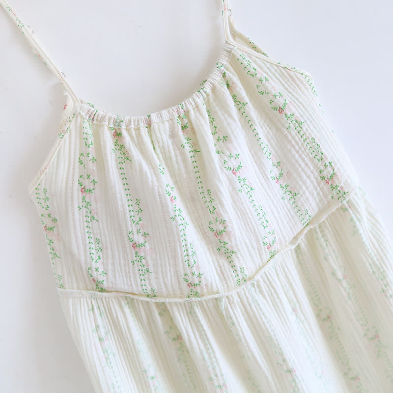 Fresh Floral Leaf Cotton Ruffle Nightgown - image 7