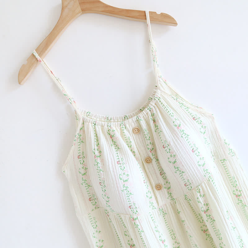Fresh Floral Leaf Cotton Ruffle Nightgown - image 4