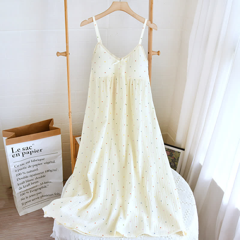 Rainbow Dot Cotton Gauze Lounge Dress - White - XL - image 0