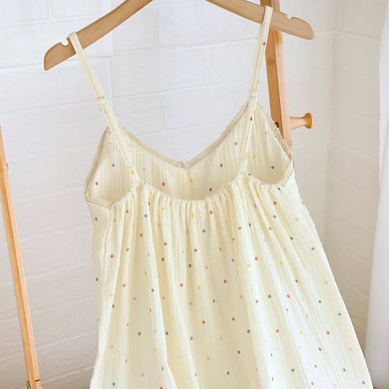 Rainbow Dot Cotton Gauze Lounge Dress - image 4