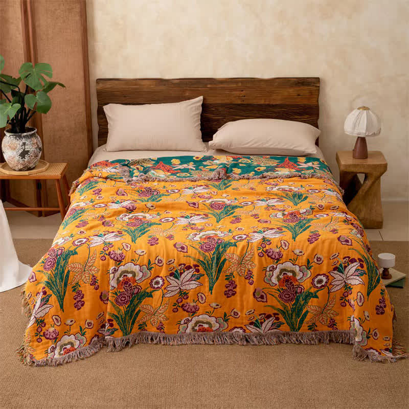 Boho Reversible Cotton GauzeTassel Blanket Quilt - King - image 0