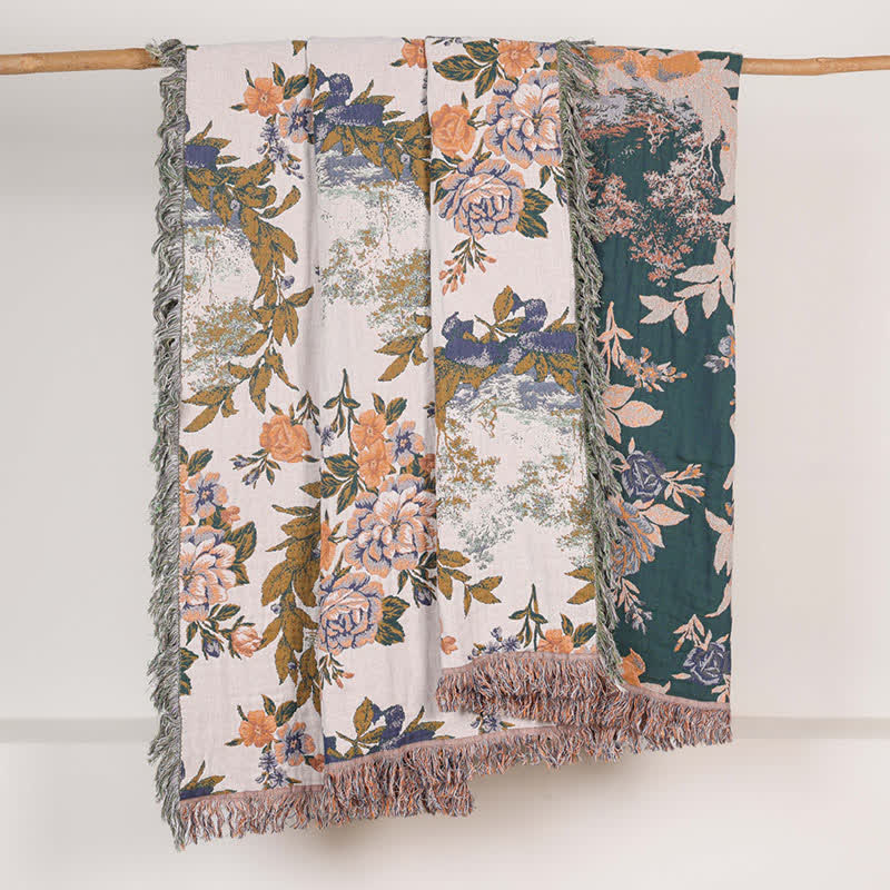 4-Layer Cotton Gauze Baroque Floral Bedspread Quilt - image 4