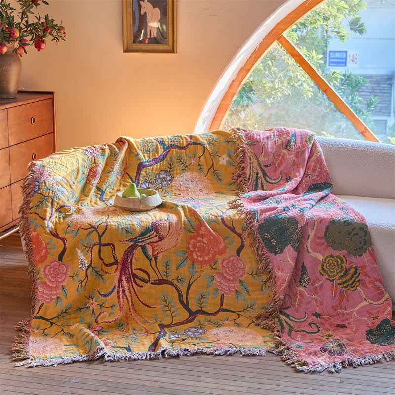 Exotic Garden 4-Layer Cotton Muslin Bedspread Quilt - image 5
