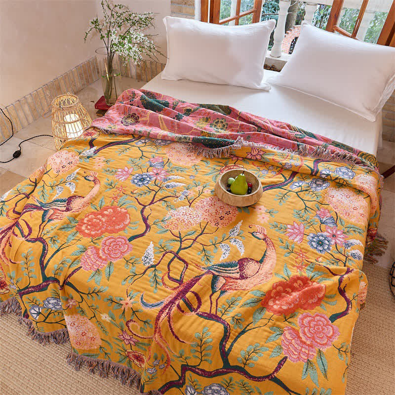 Exotic Garden 4-Layer Cotton Muslin Bedspread Quilt - image 2
