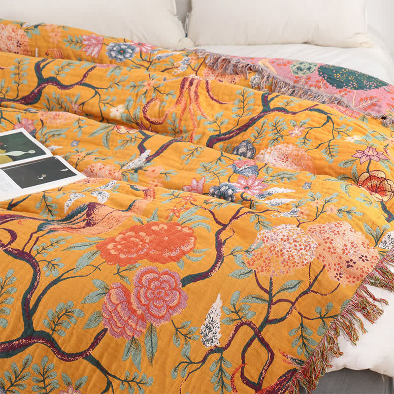 Exotic Garden 4-Layer Cotton Muslin Bedspread Quilt - image 7