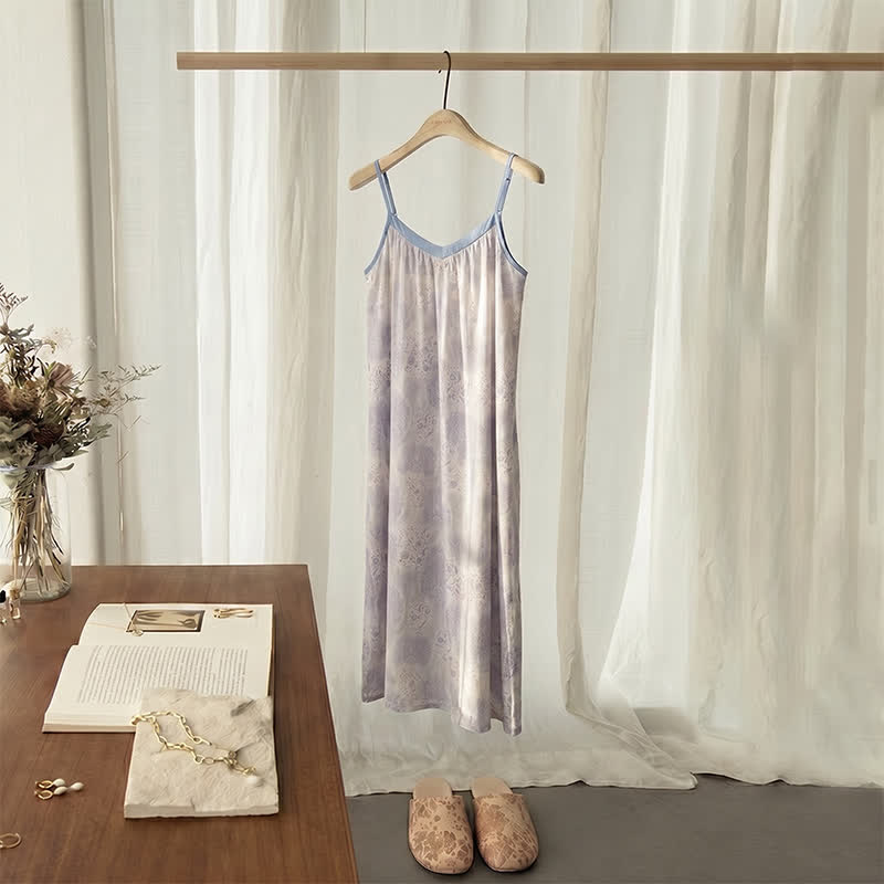 Lavender V-Neck Sleeveless Lounge Dress - Purple - 2XL - image 0