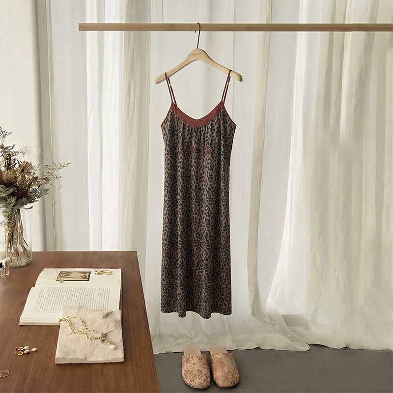 Leopard Print Cotton Night Dress - Brown - 2XL - image 0