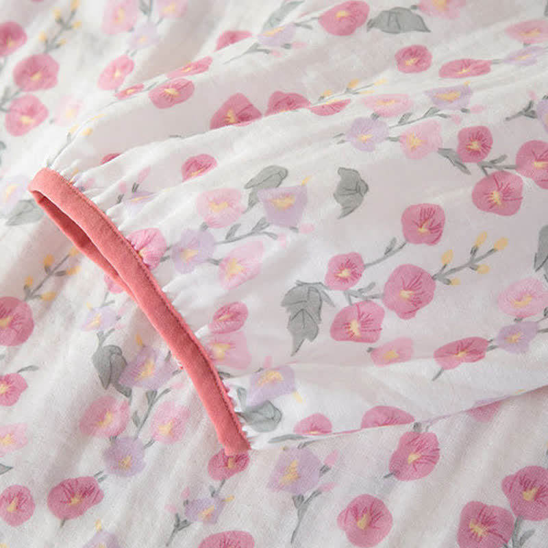 Pastoral Pink Floral Cotton Sleep Dress - image 7