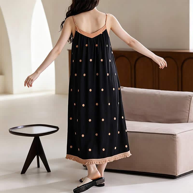 Black Polka Dot Cotton Lounge Dress - image 4